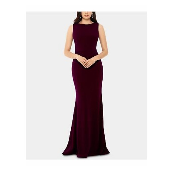 BETSY & ADAM Maroon Sleeveless Full-Length Ruffled Bow Dress Size 6 | EUC - Picture 11 of 13